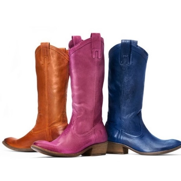 Frye Carson Pull On Brown Leather Southern/Western Cowgirl Festival Party Boots - Picture 5 of 15